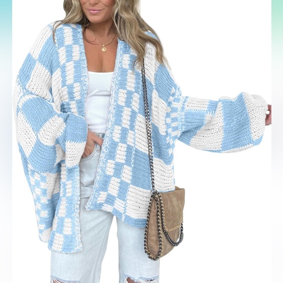 Sweaters - Checkered cardigan Sweater